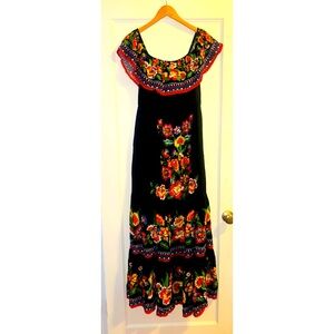 NWT Baltic Born Black Red Floral Long Maxi Dress Off Shoulder XL